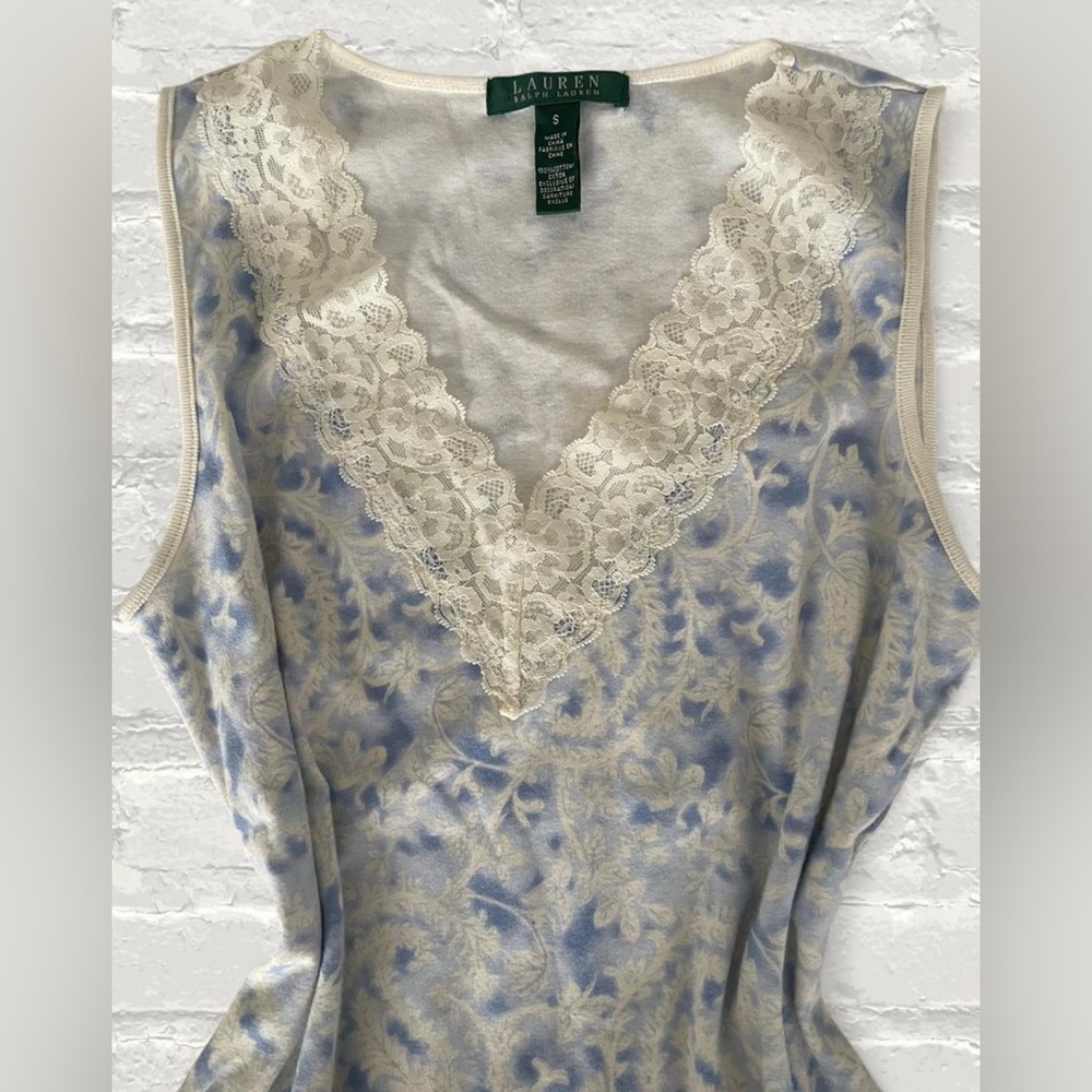 Lauren by Ralph Lauren Lace Trim Floral Tank Top - Picture 2 of 4